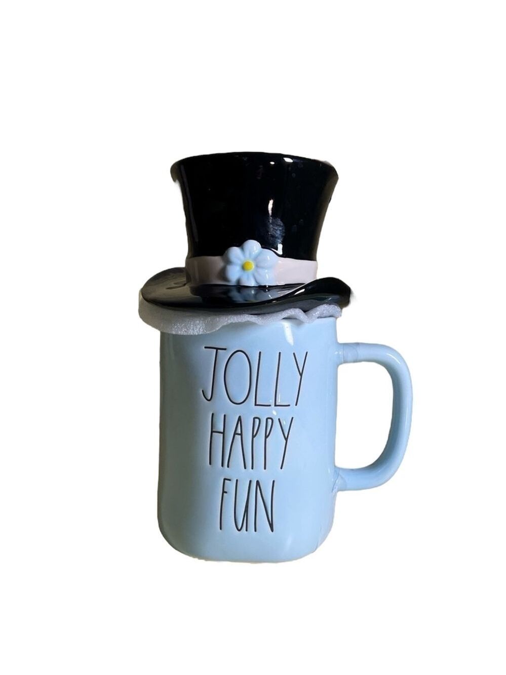 Rae Dunn JOLLY HAPPY FUN coffee mug with topper